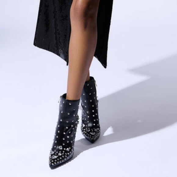 AZALEA WANG " NOTHING BUT GEMS " BLACK STILETTO BOOTIE( BRAND NEW !!!!!!!!!!!!!! - Picture 6 of 8
